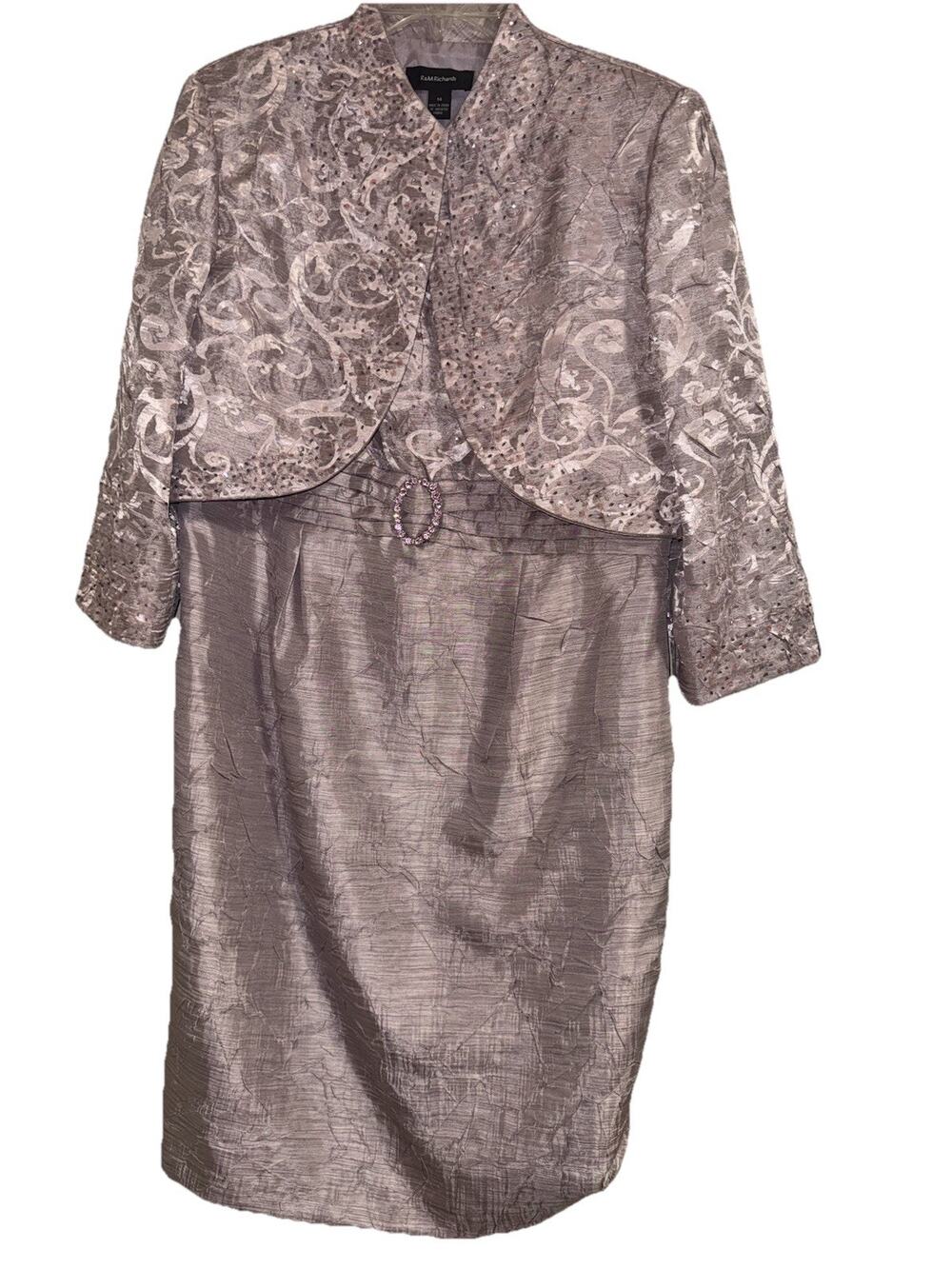 R&M Richard’s Dress & Jacket Set 14 Lavender Formal Wedding Party Event Beaded